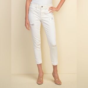 Joseph Ribkoff White Sequin Patch Ankle Jeans Size 18